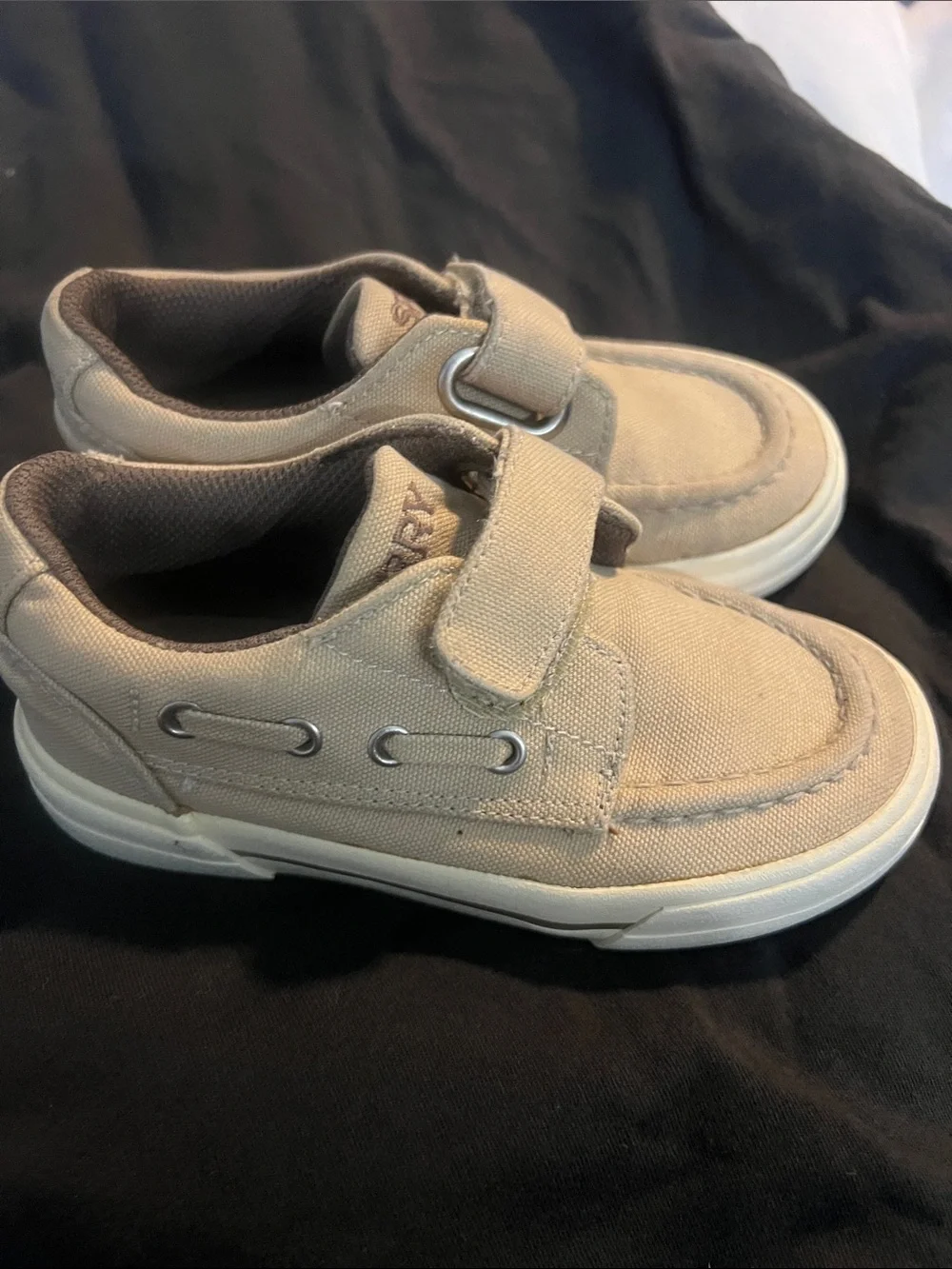 Sperry Kids Tan Canvas Hook-and-Loop Dress Shoes
